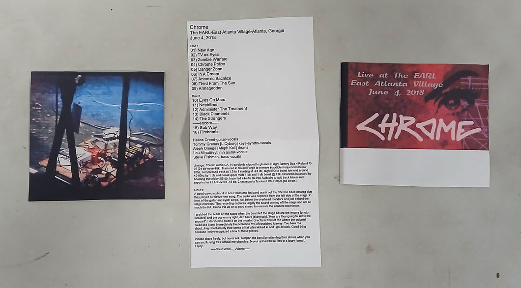Chrome - Live At The Earl - East Atlanta Village - June 4, 2018 2xCDr - USED
